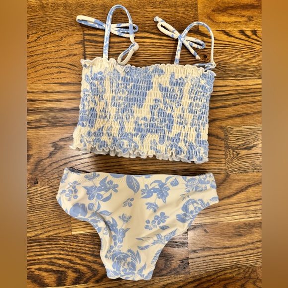 Shade Critters Tropical Blues Smocked Two Piece Girls Swimsuit - Picture 1 of 3